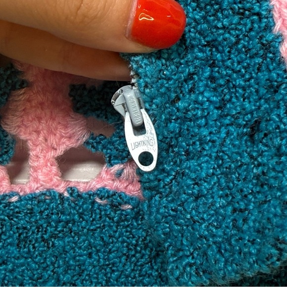 Vintage Handmade Crochet Granny Square Vest Size Med Lg Pink Teal - Picture 4 of 7